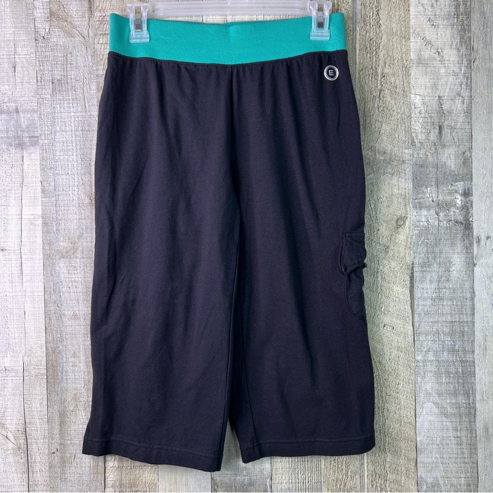 Etonic Small Black/Green Capri Athletic Pant w/1 Leg Pocket Drawstring Waistband